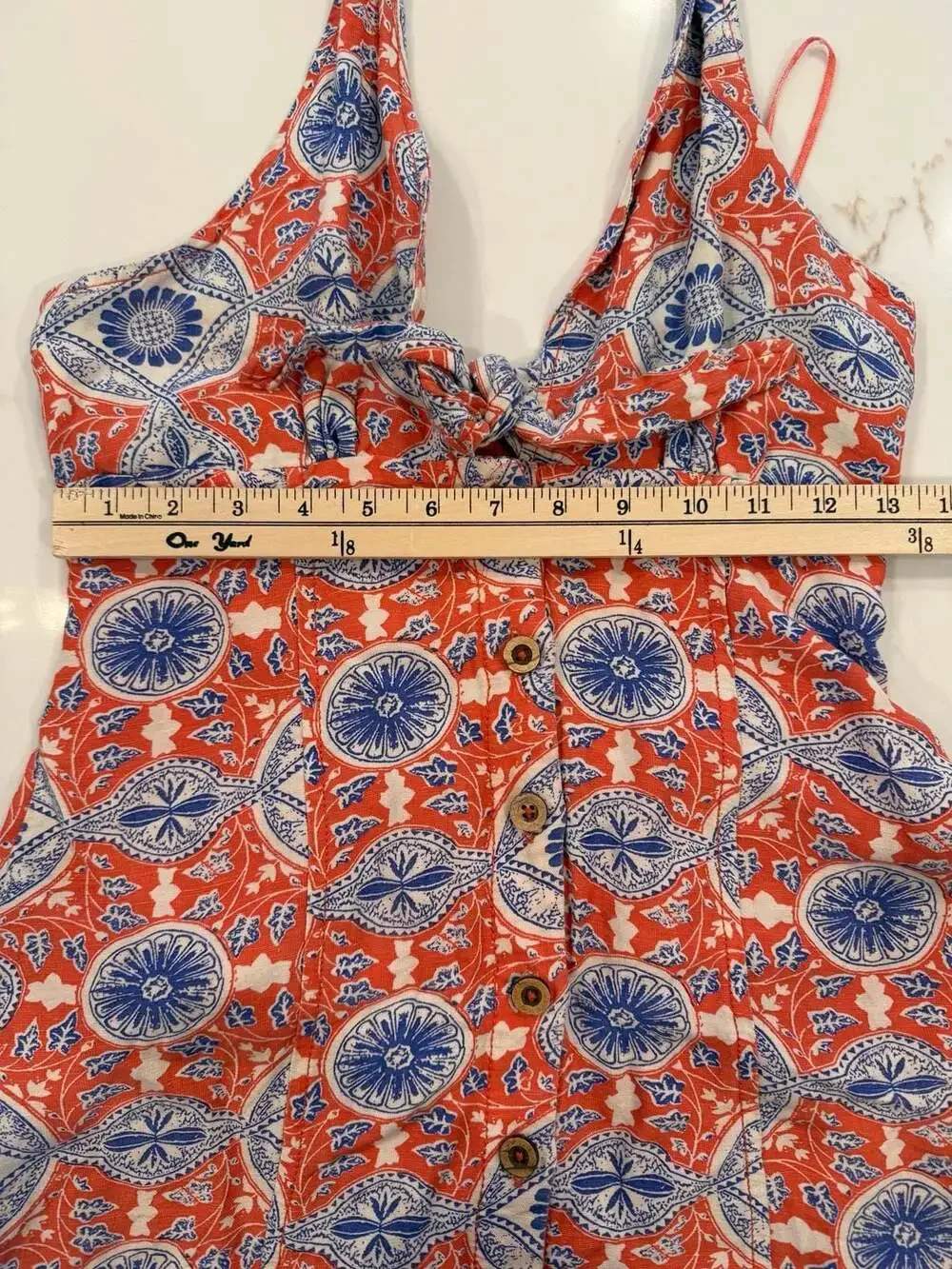 Maeve by Anthropologie Red and Blue Floral Halter Button-Front Mini Dress